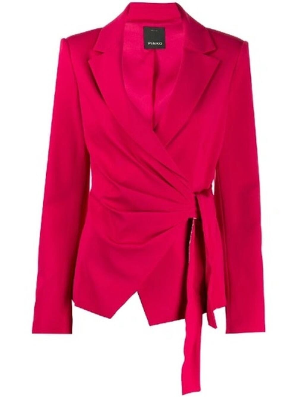 Pinko Giaccha Caciopepe Red Asymmetric Draped Tie Blacker Jacket Size L